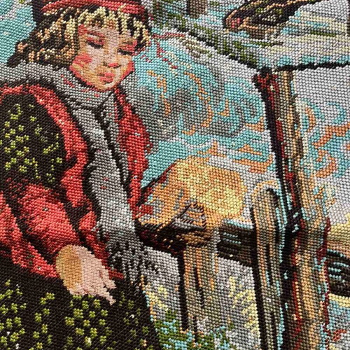 Handmade textile painting frame like new, 0.65x0.46 m
