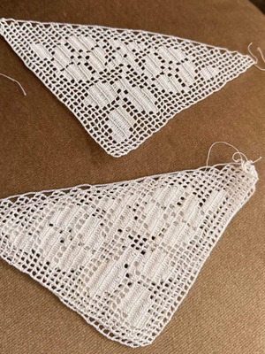 Handmade lace set of 3, 15x15 cm, like new