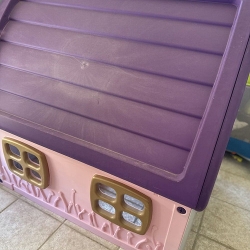 Children's plastic playhouse used, purple white and pink
