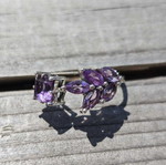 Silver ring with amethyst new, adjustable size