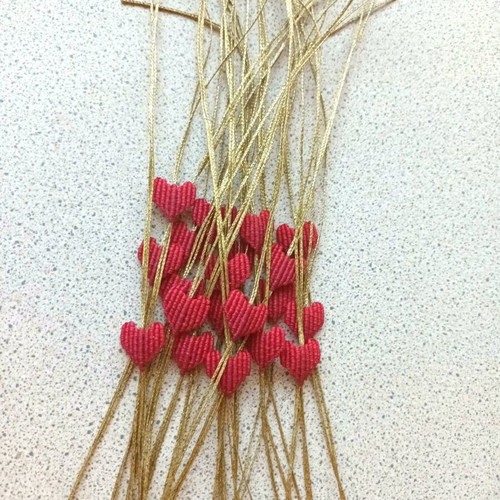 Macrame heart bracelet in red color new with adjustable size