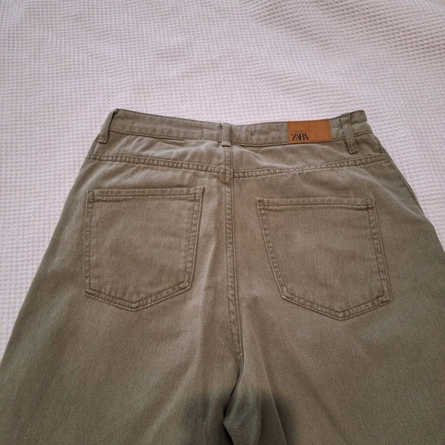 Women's high-waisted balloon jeans Zara green like new