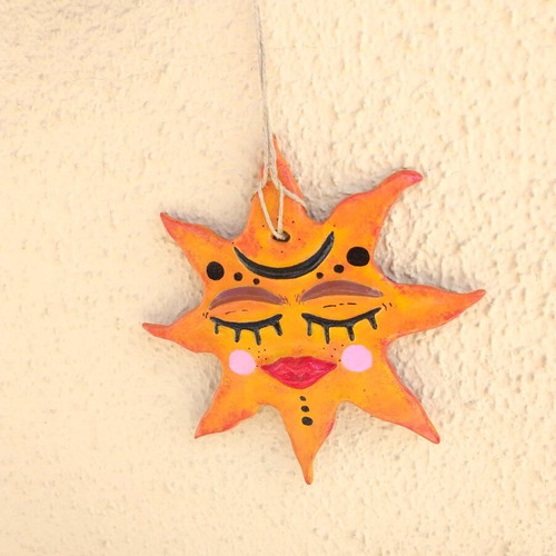 Handmade hanging clay sun new