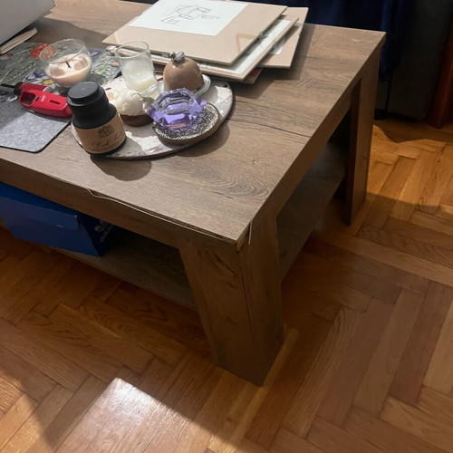 JUSK coffee table used, wood effect 1.10x0.60