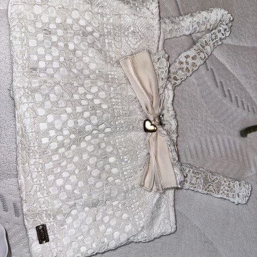 Girls' tutu skirt set with zippered bustier like new, white and gold