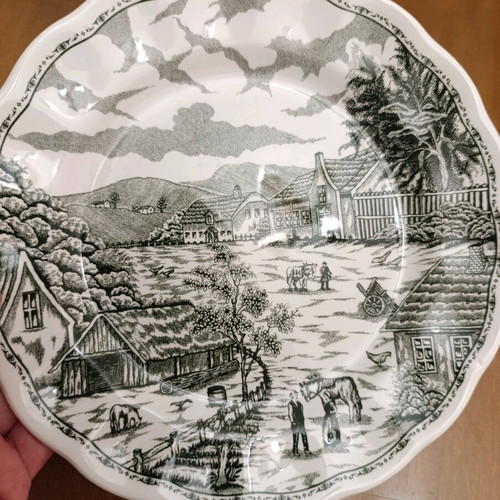 Vintage Swiss Landscape plate set like new, 6 pieces