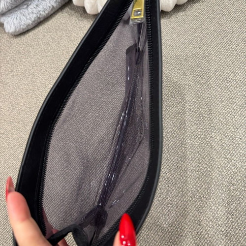 Dolce & Gabbana transparent pouch like new, black PVC with leather trim