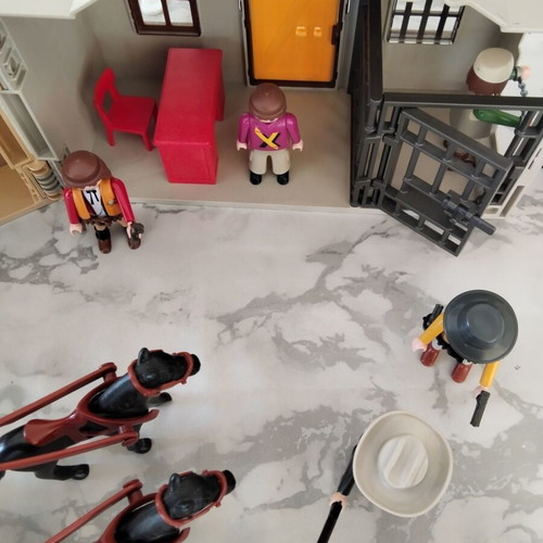Playmobil Western Mega Lot used with Sheriff, Bank, Stagecoach & 13 Figures