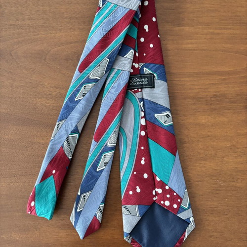 Vintage pure silk tie 90s, abstract geometric style