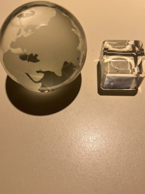 Crystal globe desk decor used with engraved continents and meridians