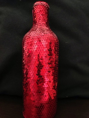 Disco bottle holder red with sequins new
