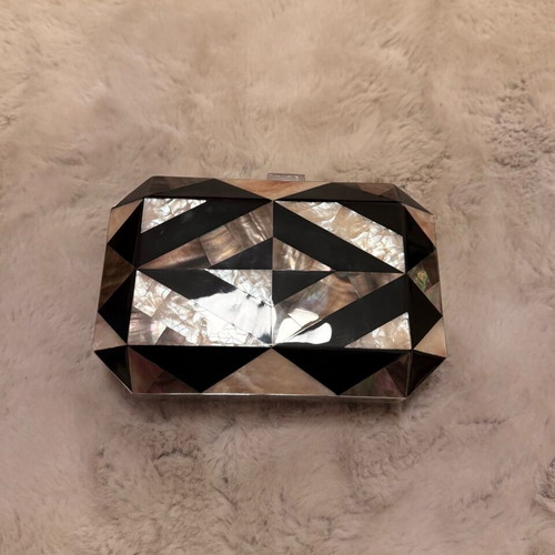 Rafé clutch bag like new in terracotta, black and pearl tones
