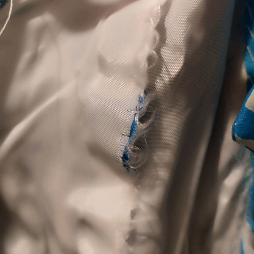 Vintage off-shoulder dress used, white and blue, size S