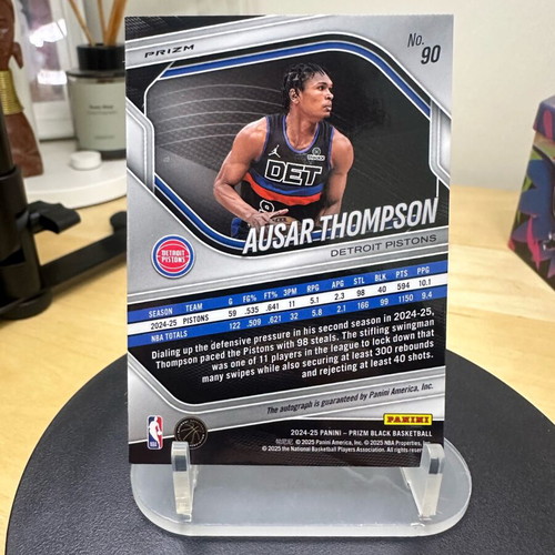 2024-25 Panini Prizm Black Ausar Thompson Silver Auto #90 Pistons card new