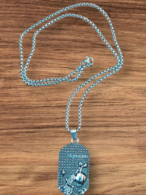Aquarius Dog Tag κολιέ νέο, ατσάλινη αλυσίδα 60 εκ