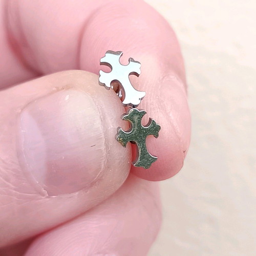Unisex stainless steel cross stud earrings
