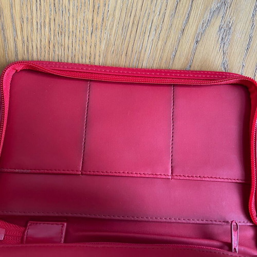Rochas wallet used, rectangular with card and coin holder, red