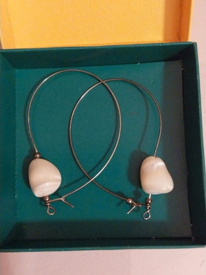 Silver earrings with unique oval design like new