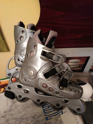 Kids Inline Skates Adjustable Size EU 32-36 Silver Black
