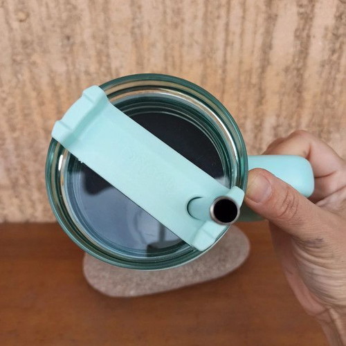 Quokka Stainless Steel Thermal Mug BPA Free 1200ml Turquoise New with Straw and Handle
