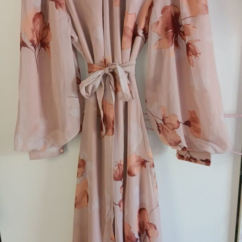 Maxi dress pink nude floral elegance with romantic flowers new