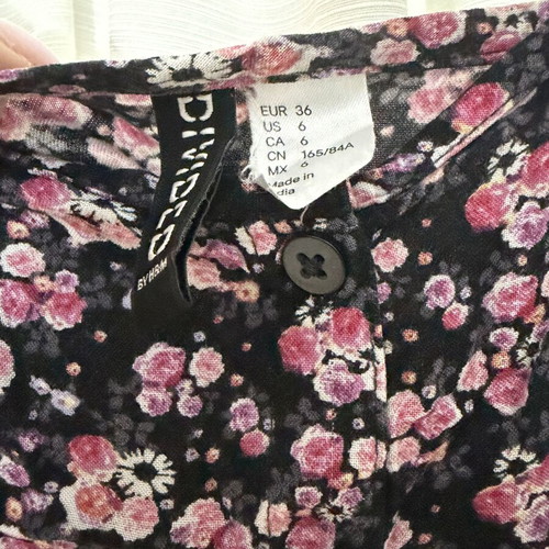 Floral dress H&M size 36 like new, black with pink print