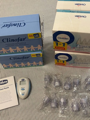 Αμπούλες φυσιολογικού ορού Clinofar 110 τεμ. με ανταλλακτικά ακροφύσια Otrisalin 72 τεμ. και θερμόμετρο Chicco