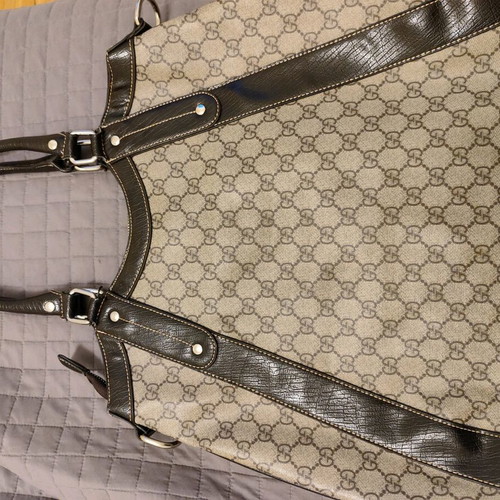 Gucci shoulder bag used, beige and brown, vintage