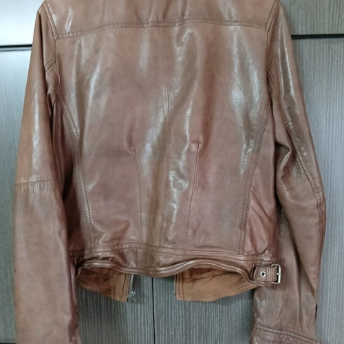 Bershka men's leather jacket used, brown, size M