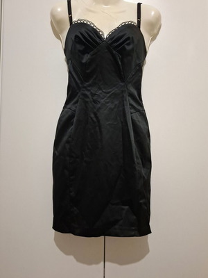 Dolce & Gabbana Black Satin-Look Cocktail Mini Dress IT 40 like new