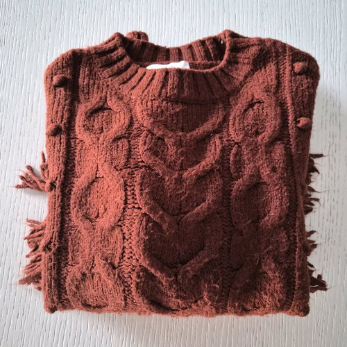 Zara brick red boho sweater used with tassels on sleeves for 11-12 years