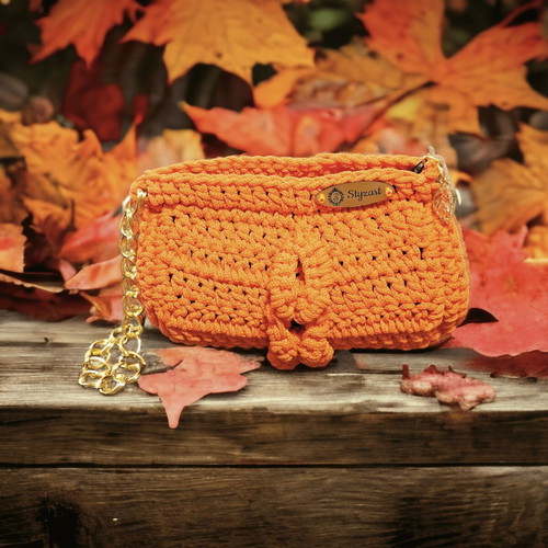 Handmade orange cord bag new