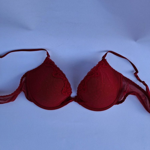 Bra M-L like new, red with lace details