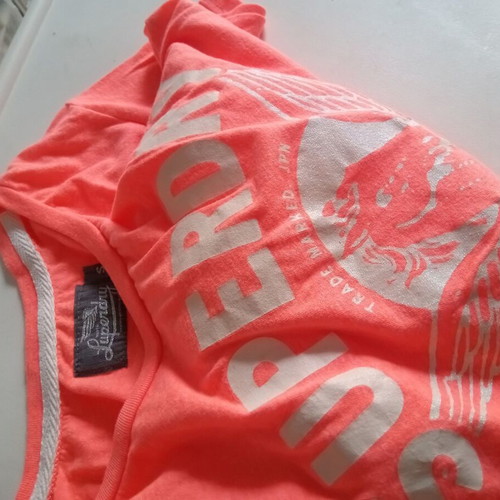 Superdry women's t-shirt small like new, orange with white