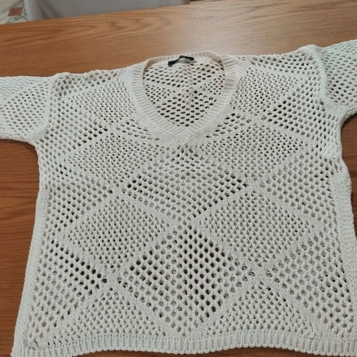 Knitted spring cotton sweater like new, beige, size S