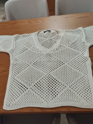 Knitted spring cotton sweater like new, beige, size S