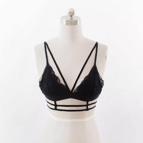 Black lace bustier with straps new