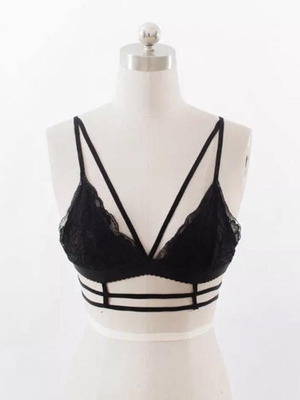 Black lace bustier with straps new