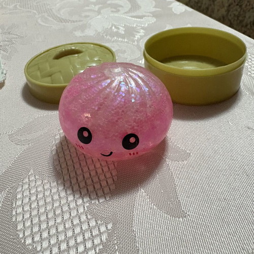 Squishy Dumpling stress relief toy with bowl