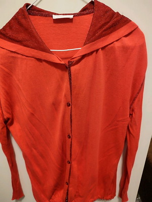 Summer cardigan like new, red with shiny hood