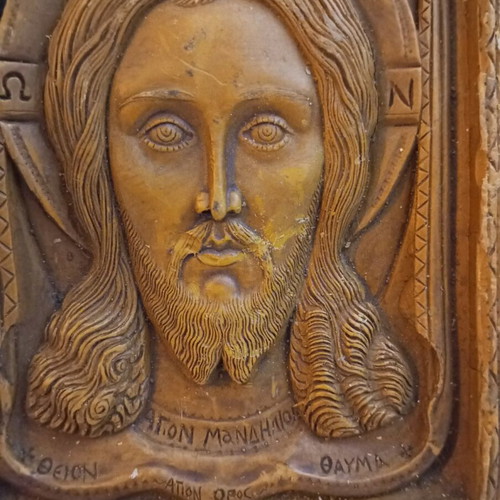 Wax icon from Mount Athos like new, Holy Mandylion 16cm×12cm