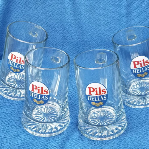Pils Hellas glasses used, set of 4 pieces