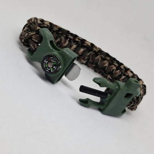 Survival Bracelet with Knife, Whistle, Compass & Flint, New