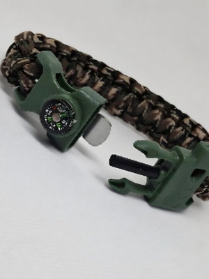 Survival Bracelet with Knife, Whistle, Compass & Flint, New