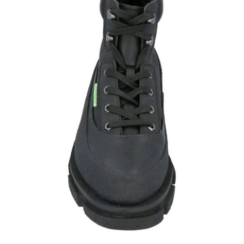 Both ankle boots new, black leather with chunky sole
