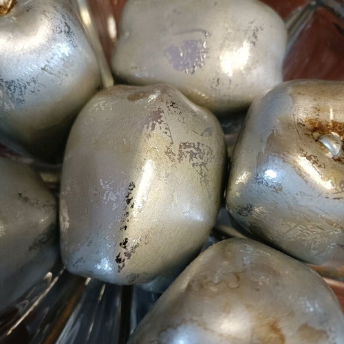 Ceramic decorative fruits silver color set of six like new