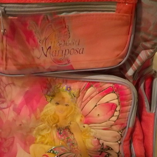 Mariposa school trolley bag used with side pockets and pencil case