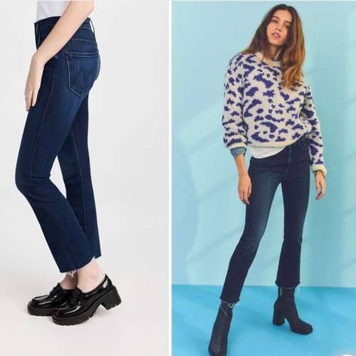 Mother The Insider ankle fray jeans new, dark blue, size 24