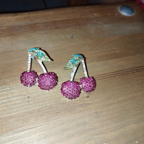 Cherry earrings shiny new
