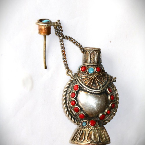 Tibetan Flask Pendant new with semi-precious stones